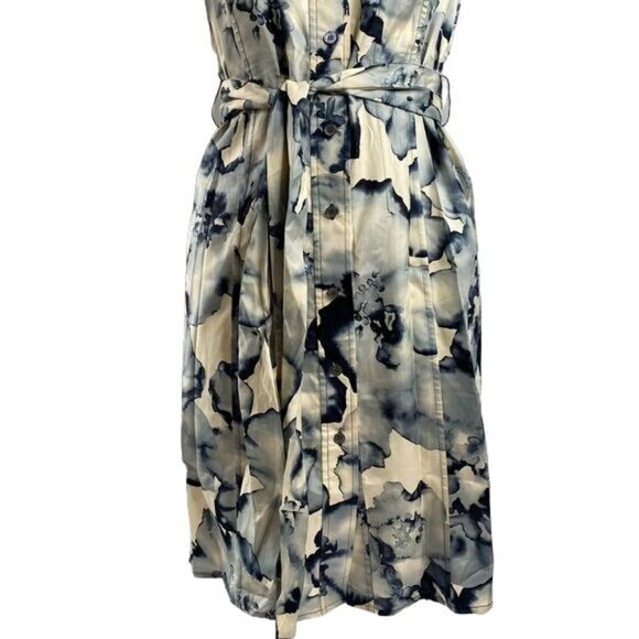 Magaschoni Collection Silk Floral Sleeveless Button Down Silk Dress Size s - Picture 3 of 10
